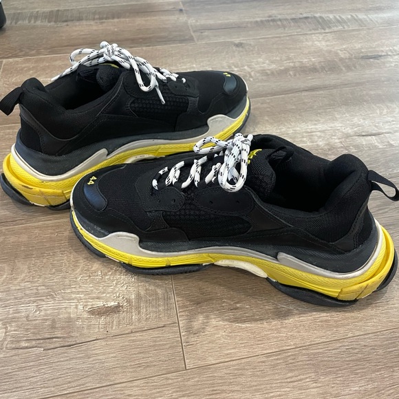 Balenciaga Triple S black yellow sneakers men size 11 - Picture 5 of 9